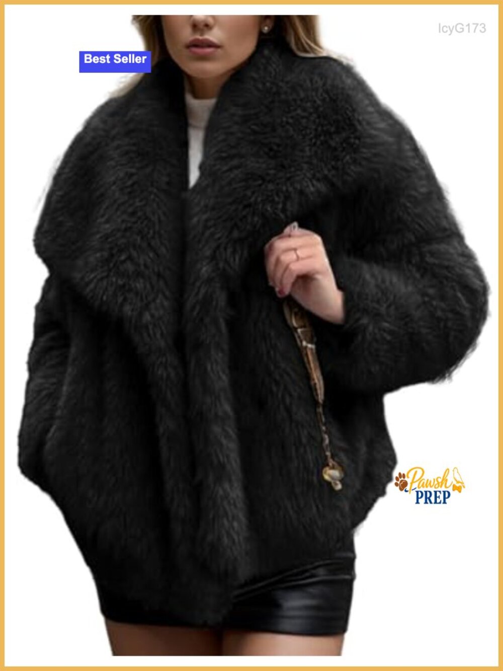 Faux Fur Jacket Winter Long Sleeve Fluffy Lapel Furry Shaggy Coat